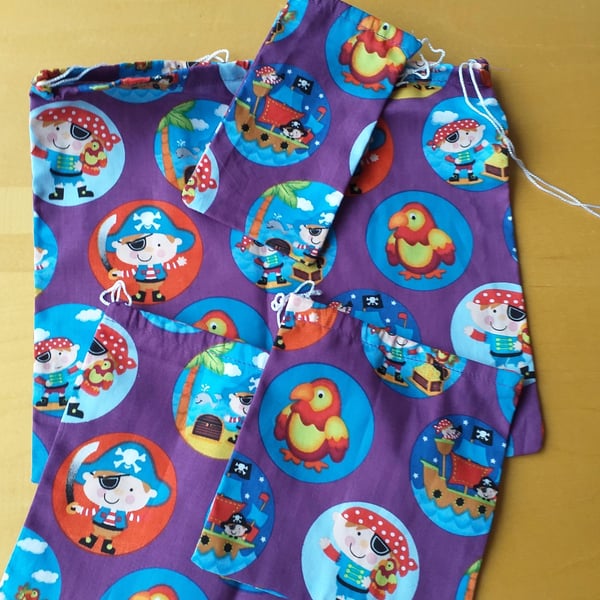 pack of 4, Pirate, Drawstring Gift Bags
