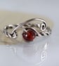 Garnet Twist Ring - Viking Style Rustic Jewellery. Silver with Deep Red Gem - Image 10