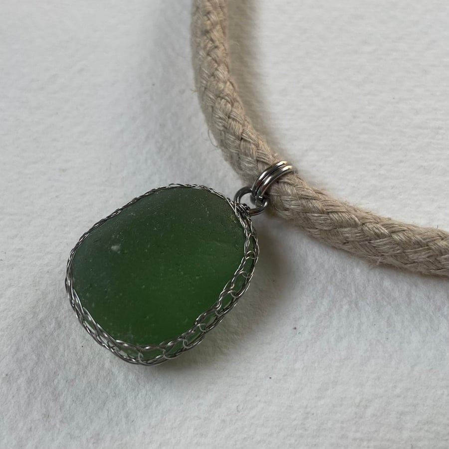 Sea glass and hemp necklace