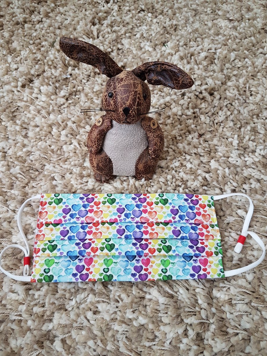 Adult  face covering - Rainbow Heart print