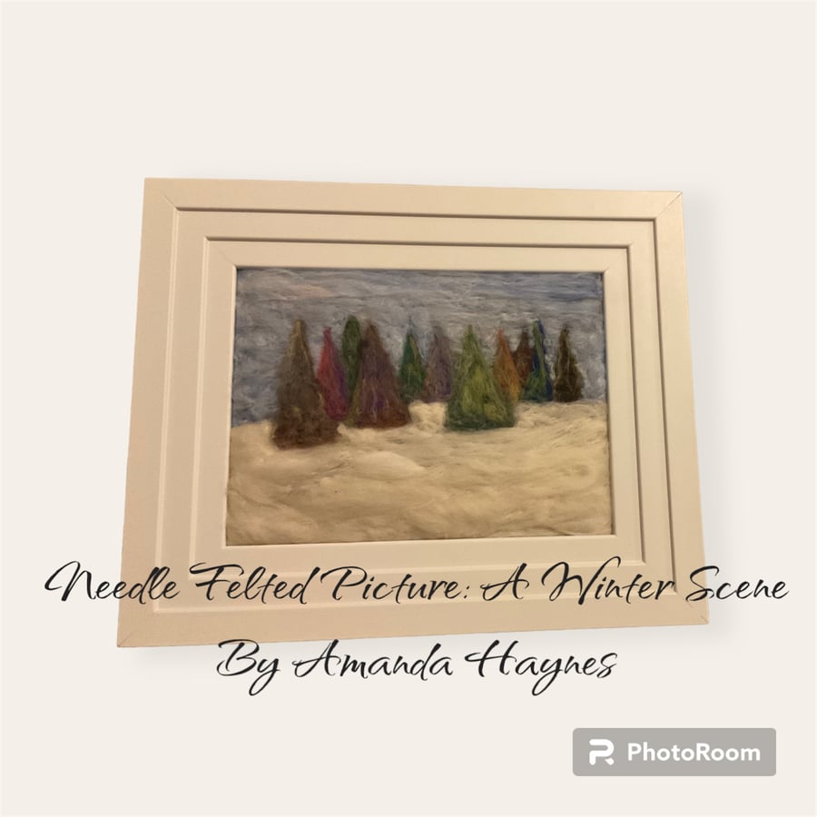 A Winter Scene Framed Needle Felted Picture