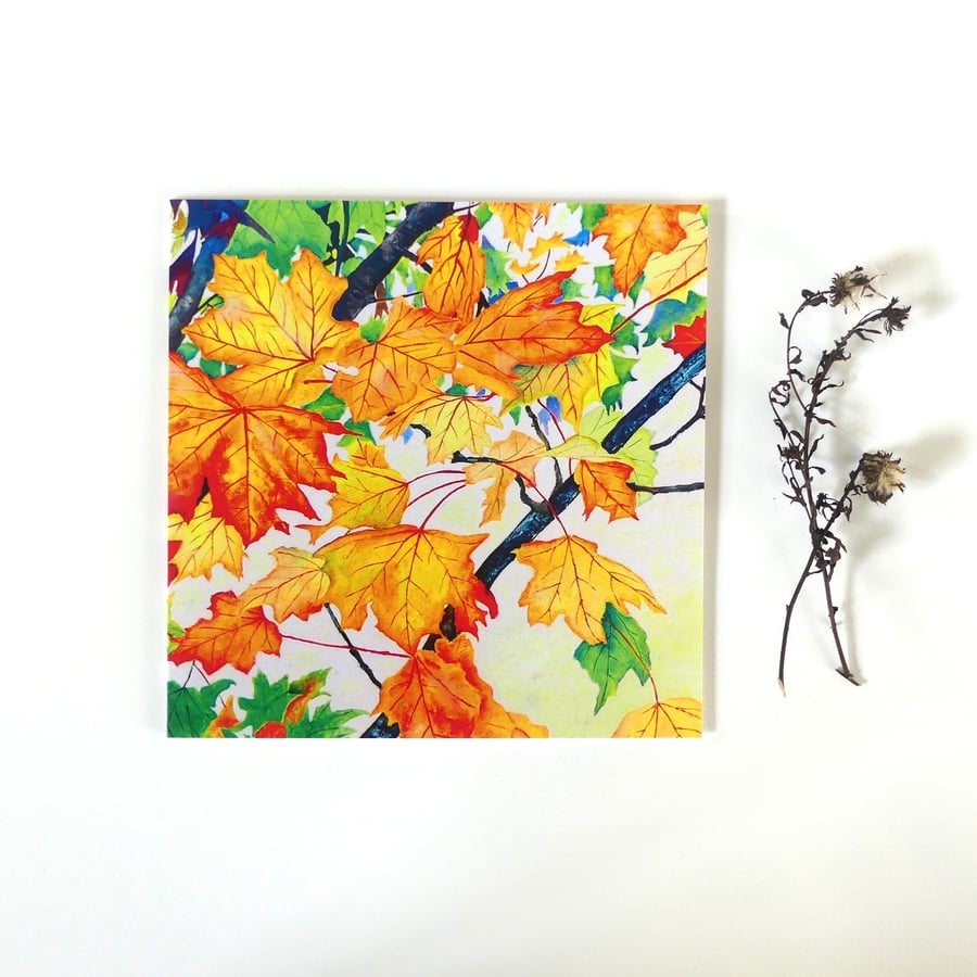 Autumn Leaves Greeting Card from Original Oil Painting