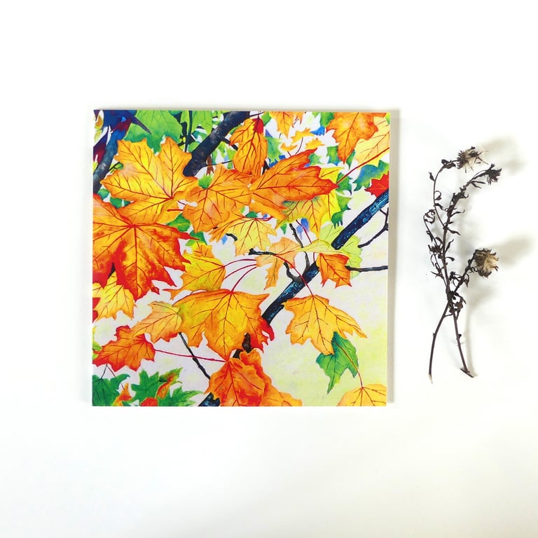 Autumn Leaves Greeting Card from Original Oil Painting