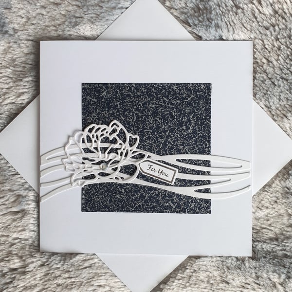 Navy & White For You Card