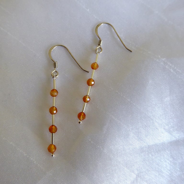 Unique Carnelian and Sterling Silver Earrings