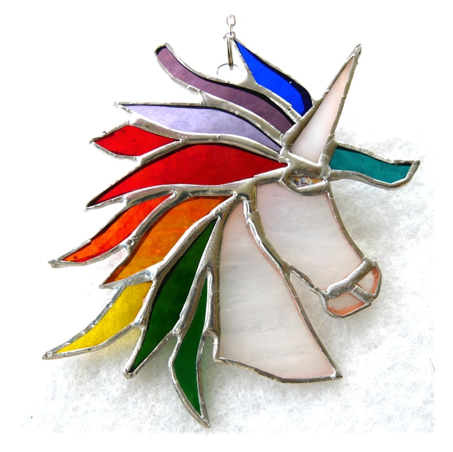 Unicorn Suncatcher Stained Glass Handmade 053 Rainbow