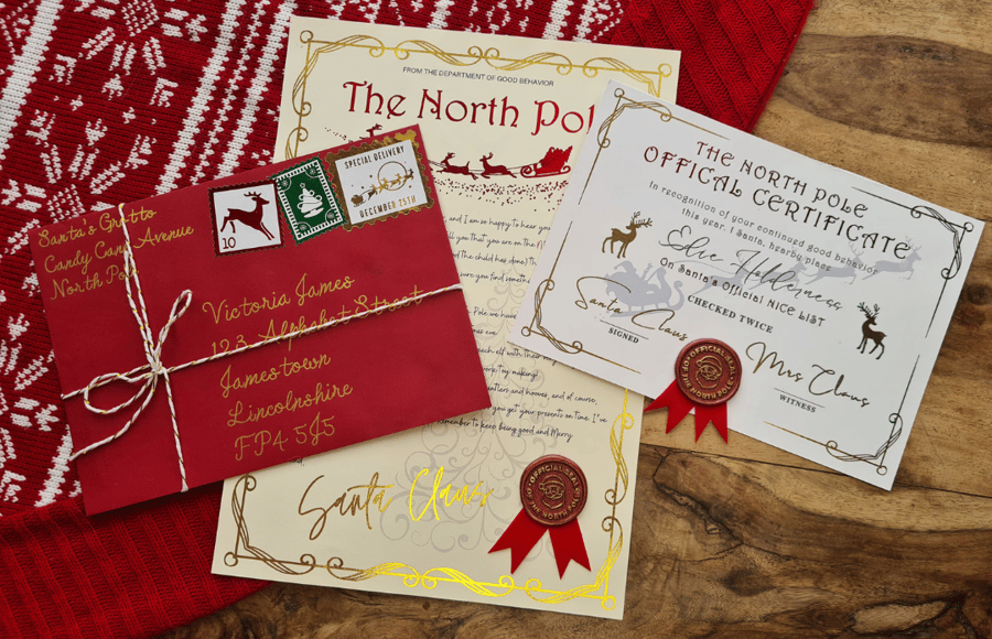 Personalised Letter From Santa and Nice List Certificate, Made To Order