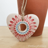 Small Ceramic heart decoration with pink daisy