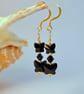 Butterfly Earrings, Black & Gold, Anniversary Gift, Birthday, Stocking Filler