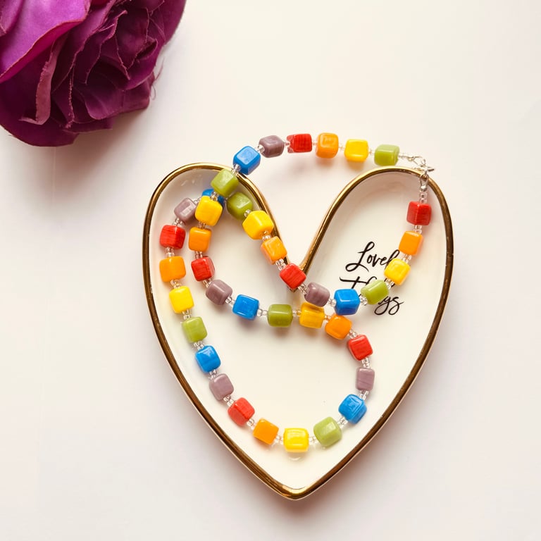 Pride Rainbow Inspired Glass Bead Necklace