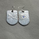 GORGEOUS ENAMELLED EARRINGS WITH STERLING SILVER FISH