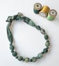 Handmade Green Tana Lawn Liberty Print Fabric Necklace - Obscured Landscape