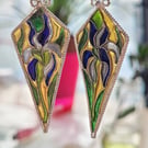 Crocus vitrenous enamel earrings plique-a-jour
