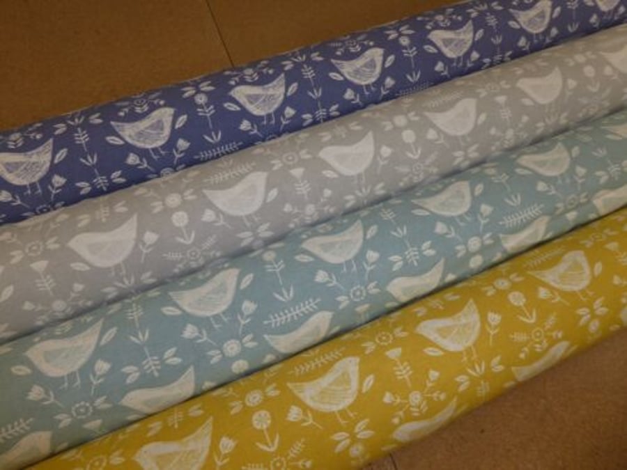 Scandi Birds Tablecloth . Cotton.Many Sizes, 100cm to 300cm x 135cm wide