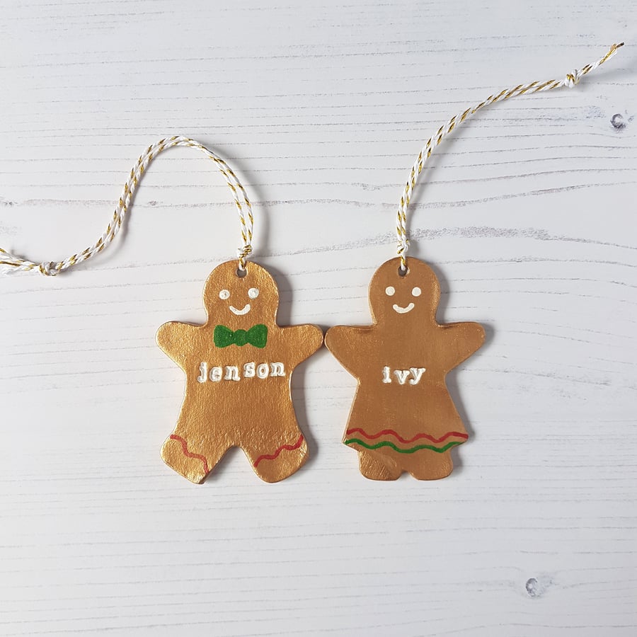 Christmas Personalised Gingerbread Man OR Lady Hanging Decoration