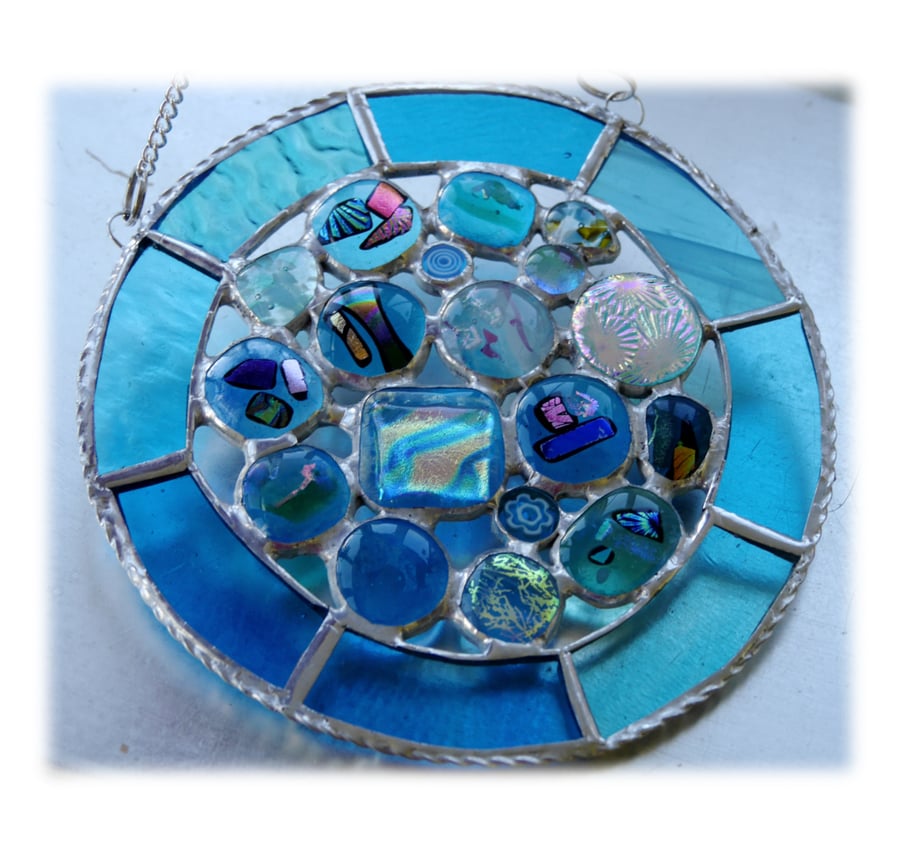 Rockpool Suncatcher Stained Glass Abstract Handmade fused 019