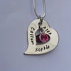 Hand stamped tilted heart washer pendant