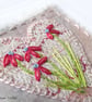 HAND EMBROIDERED VINTAGE FABRIC FLORAL HEART CARD  - Image 2