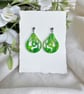 Green Marble Acrylic Teardrop Earrings
