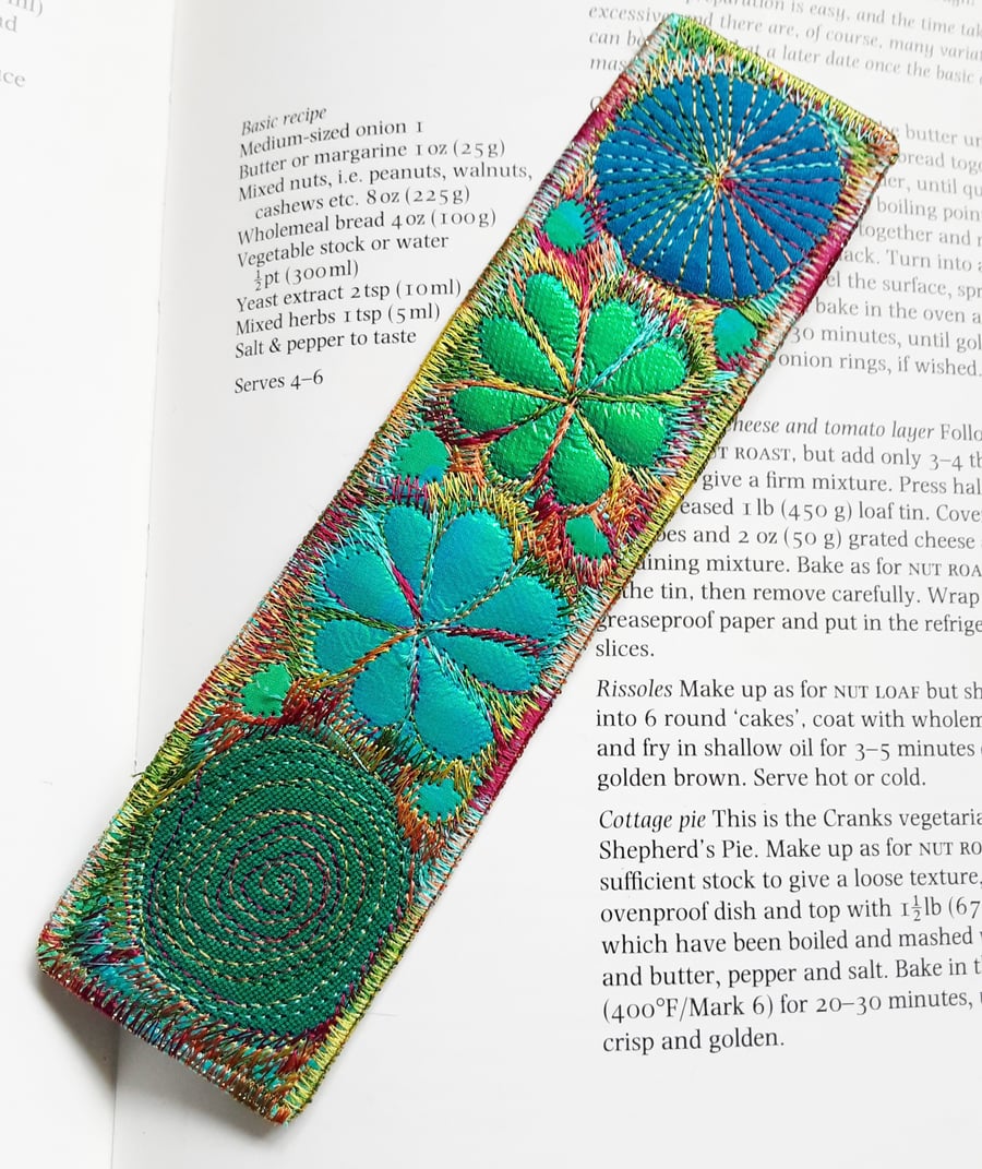 Textile Bookmark Free Machine Embroidery 