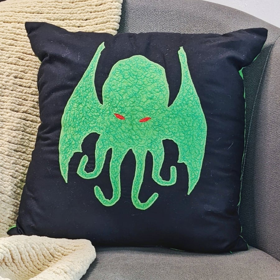 Cthulhu Inspired Appliqué Cushion