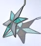 Pastel hued white and pale blue green stained glass Christmas star decoration - Image 2