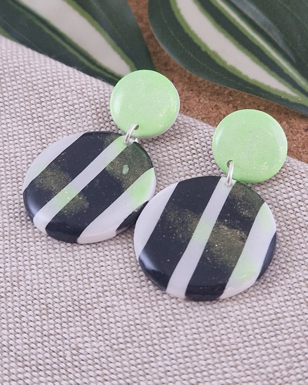 BeetleJuice inspired Circle Clay Earrings