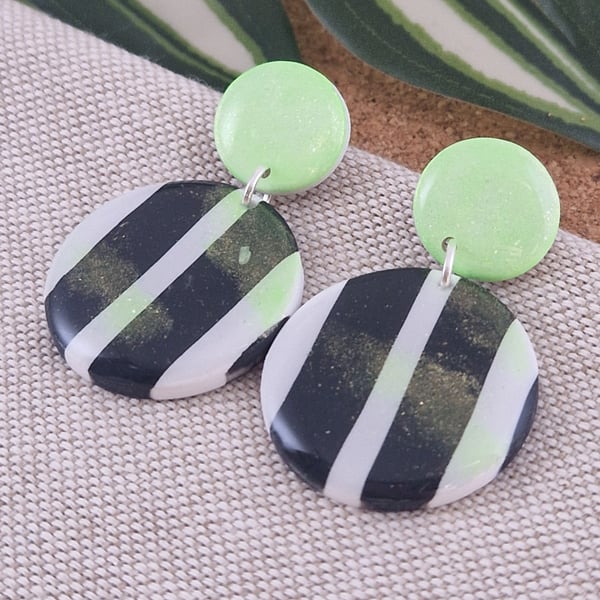 BeetleJuice inspired Circle Clay Earrings