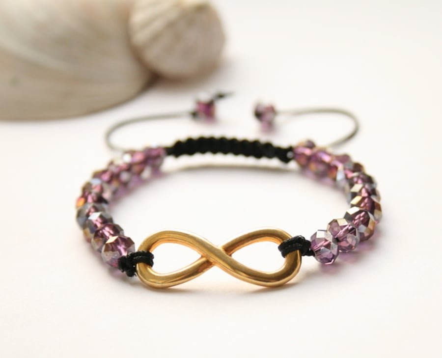 SALE - Infinity bracelet, crystal bracelet, adjustable bracelet