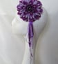 Purple & Lilac Regency Daisy Flower & Ribbons Fascinator Hair Clip  - Image 4