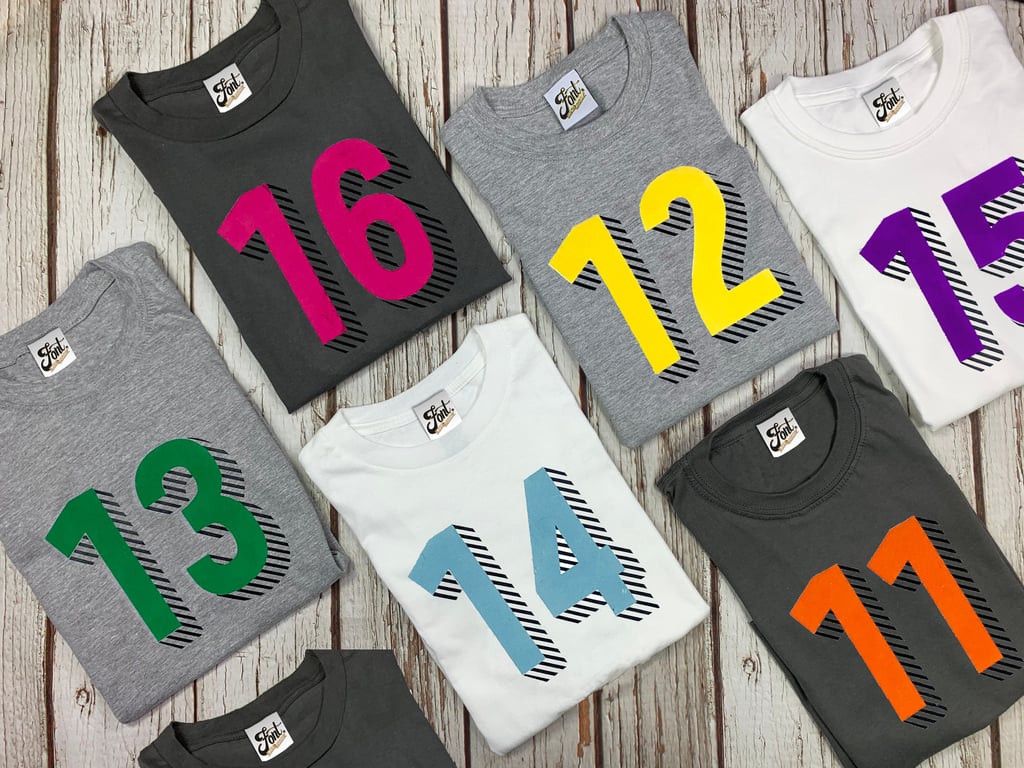 Teenagers Number T-Shirts. Personalise Kids' Birthday shirt. Children's Shirts