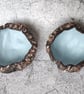 Clay Bark Bowls, Winter Blue, Rustic Offering Bowls, Nature Inspired Decor - Image 1