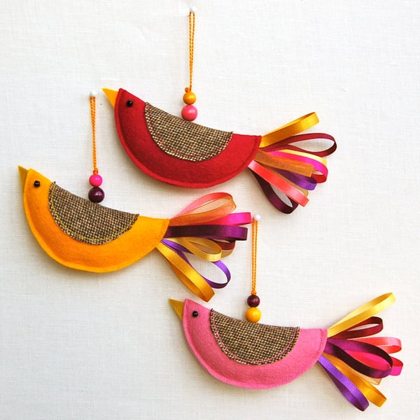 Little Birds in Yellow & Pink