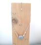 Moonstone and Vintage Pale Pink Satin Glass Bead Necklace - Image 3