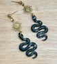 Celestial Snake Earrings, Gold or Silver, Handmade Polymer Clay Earrings  - Image 3