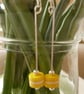 Yellow and White Stripe Dangle Earrings - Image 3