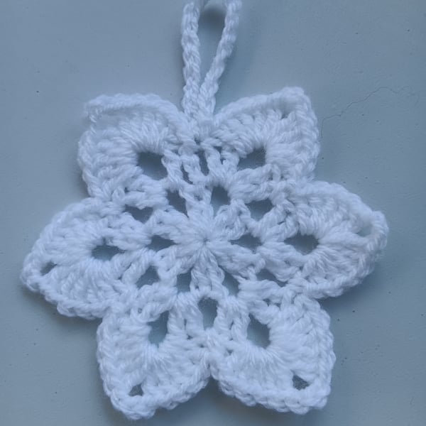 Crochet Christmas Snowflake (White) - festive decoration