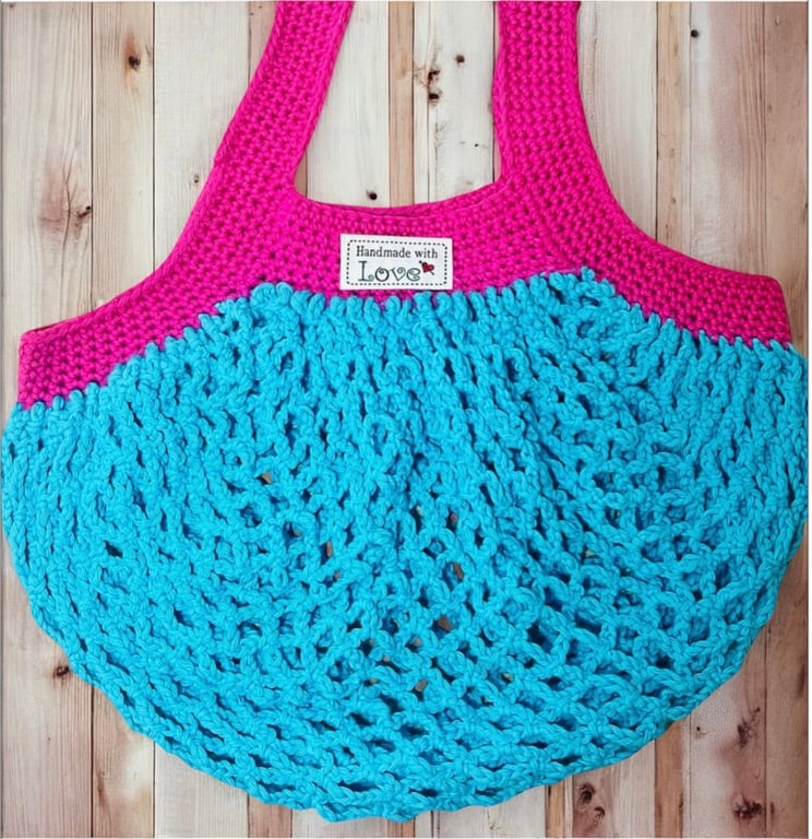 Crochet mesh market shopping tote bag 