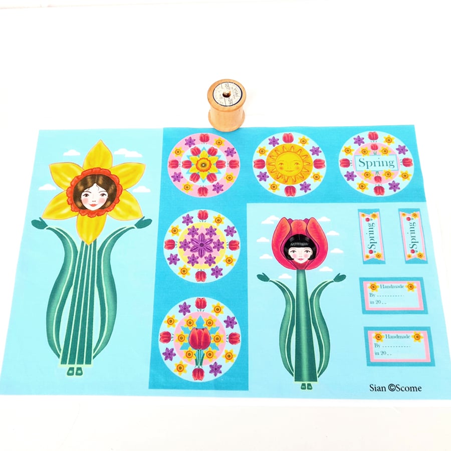 Cut and Sew Daffodil Flower Girl, Applique Quilting Panel