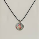Shabby Chic Floral Glass Pendant Necklace. Design 9