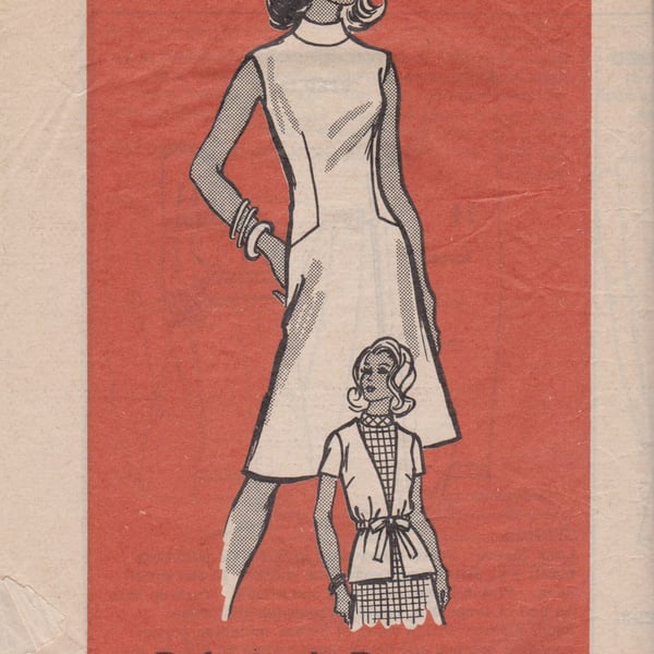 Vintage Sewing Pattern, "Printed Pattern" 9435  A-Line Dress, size 16