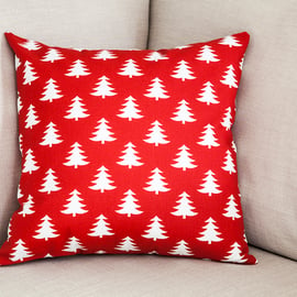 Xmas Trees Cushion Cover 18" inch Christmas theme red white Scandinavian    