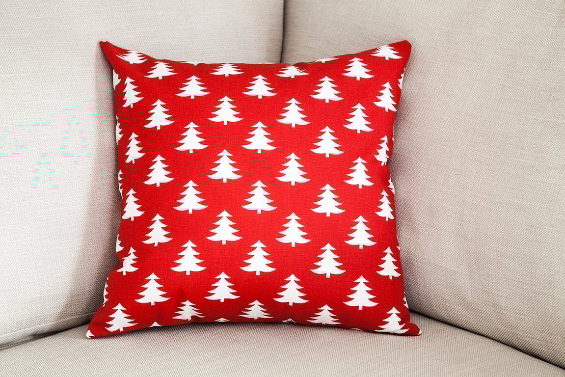 Xmas Trees Cushion Cover 18" inch Christmas theme red white Scandinavian    