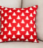 Xmas Trees Cushion Cover 18" inch Christmas theme red white Scandinavian     - Image 1