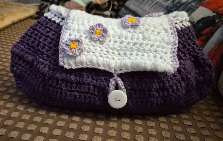 Handmade Purple haze bubble Crochet bag useful for toiletries or make-up