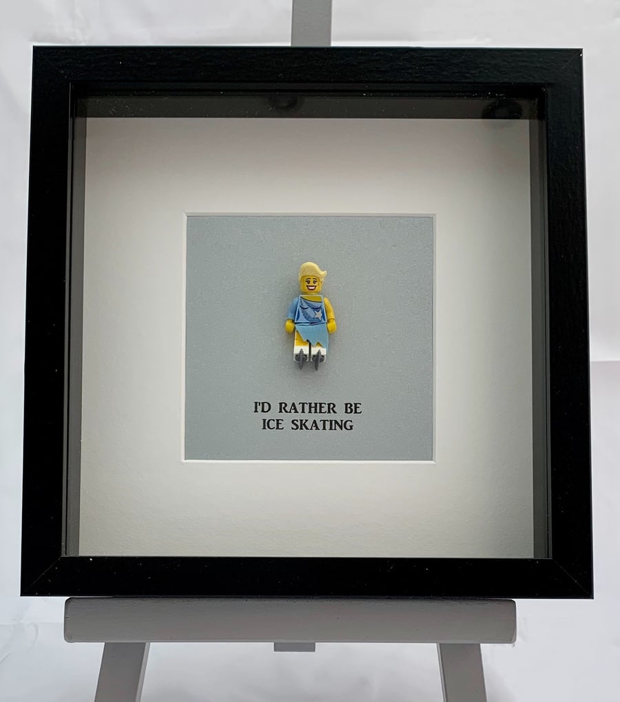 I'd rather be Ice Skating mini Figure framed picture 