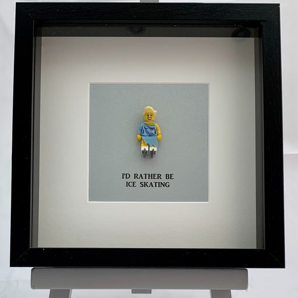 I'd rather be Ice Skating mini Figure framed picture 