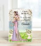 Personalised Art Deco Lady Greeting Card. Amanda. Lilac & Pink Dress