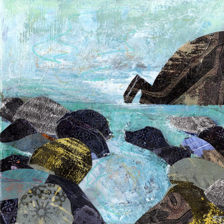 Horses head Rock, Prawle point, Devon original collage