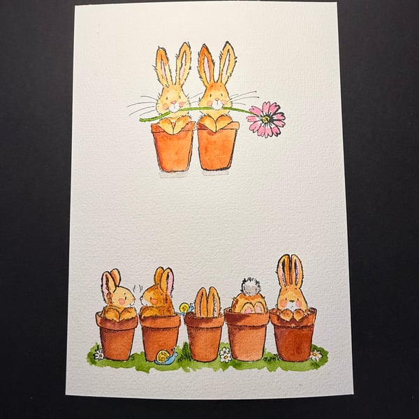 A5 card topper page using Penny Black stamps - Bunny rabbits